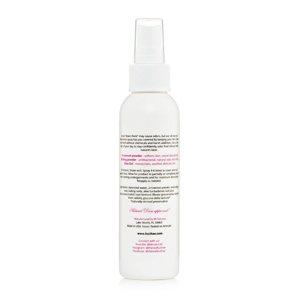 Kushae Natural Feminine Deodorant Spray, Fragrance Free, 4 Oz