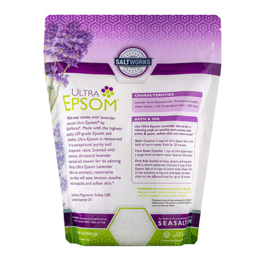 SaltWorks Ultra Epsom Premium Lavender Bath Salt, 2 Lb