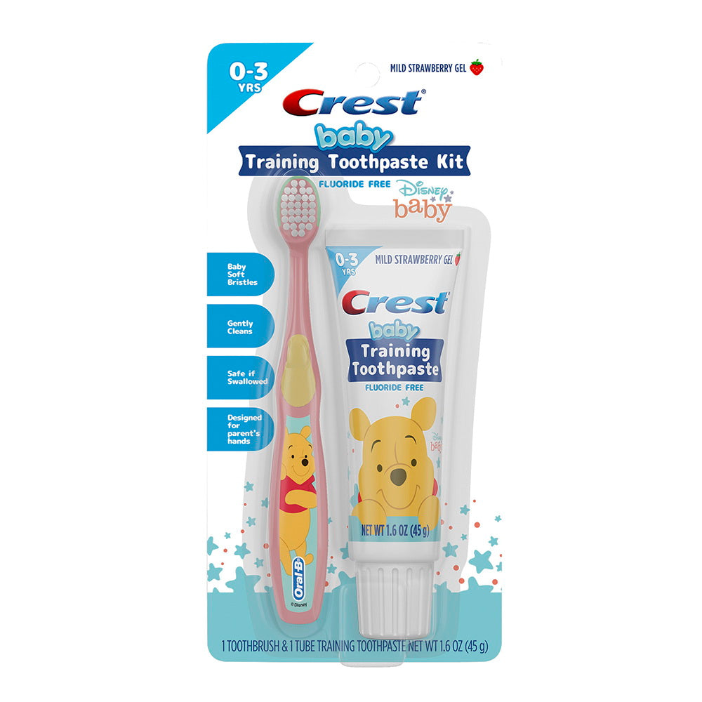Crest Infant Kit Training Toothpaste and Toothbrush Fluoride Free for Gentle Cleaning 1Ea