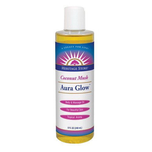 Heritage Products Aura Glow Massage Oil, Coconut Body Oil 8Oz