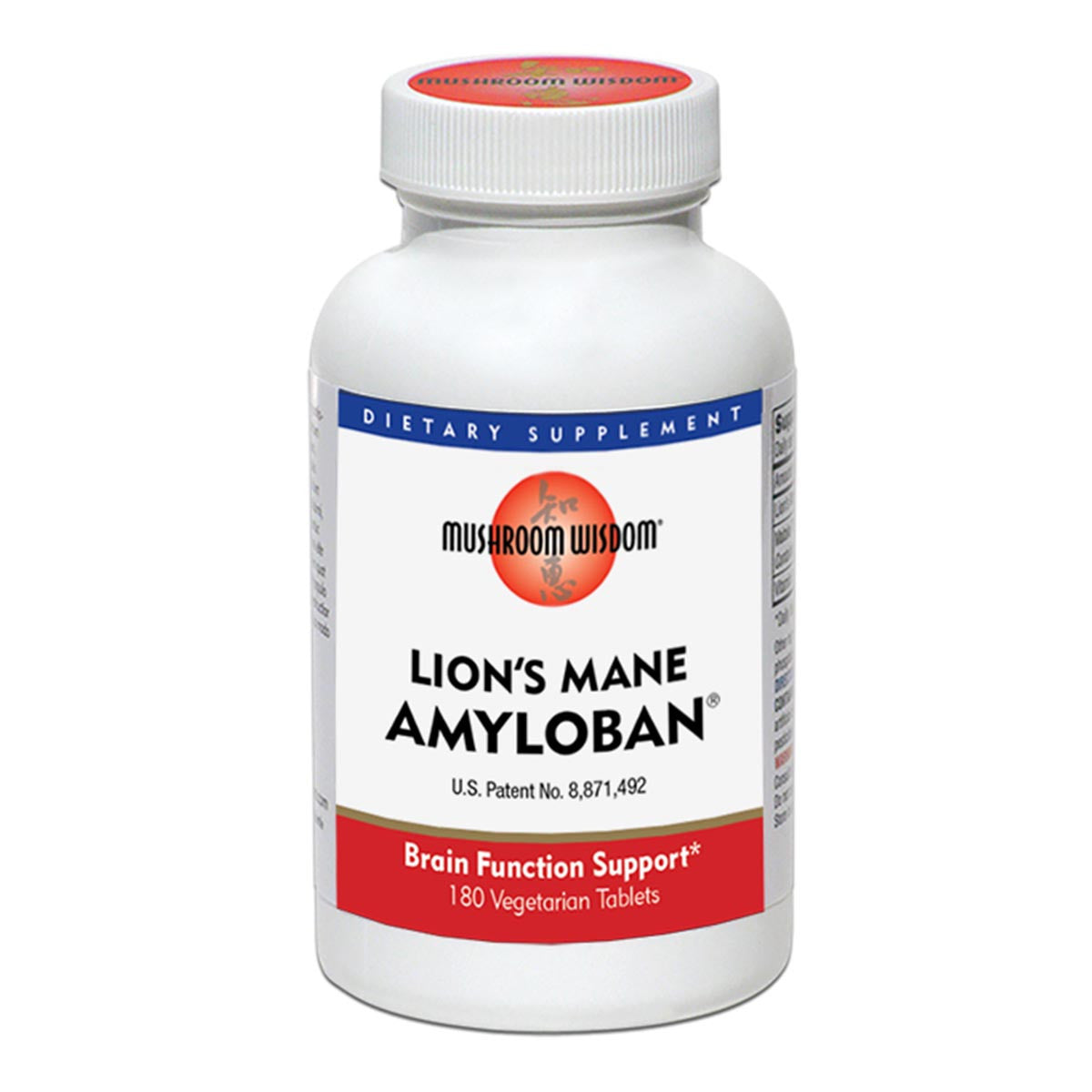 Mushroom Wisdom Lion's Mane Amyloban Tablets, 180 Ea