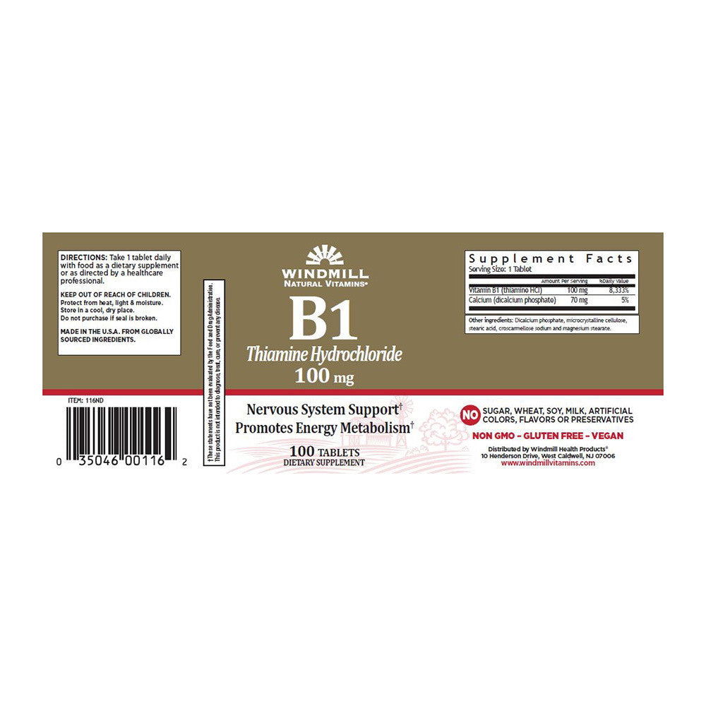 Windmill Vitamin B-1 100 Mg Tablets - 100 Ea