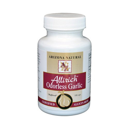Arizona Natural Allirich Odorless Garlic Capsules Helps Blood Cholesterol Levels 90Ea