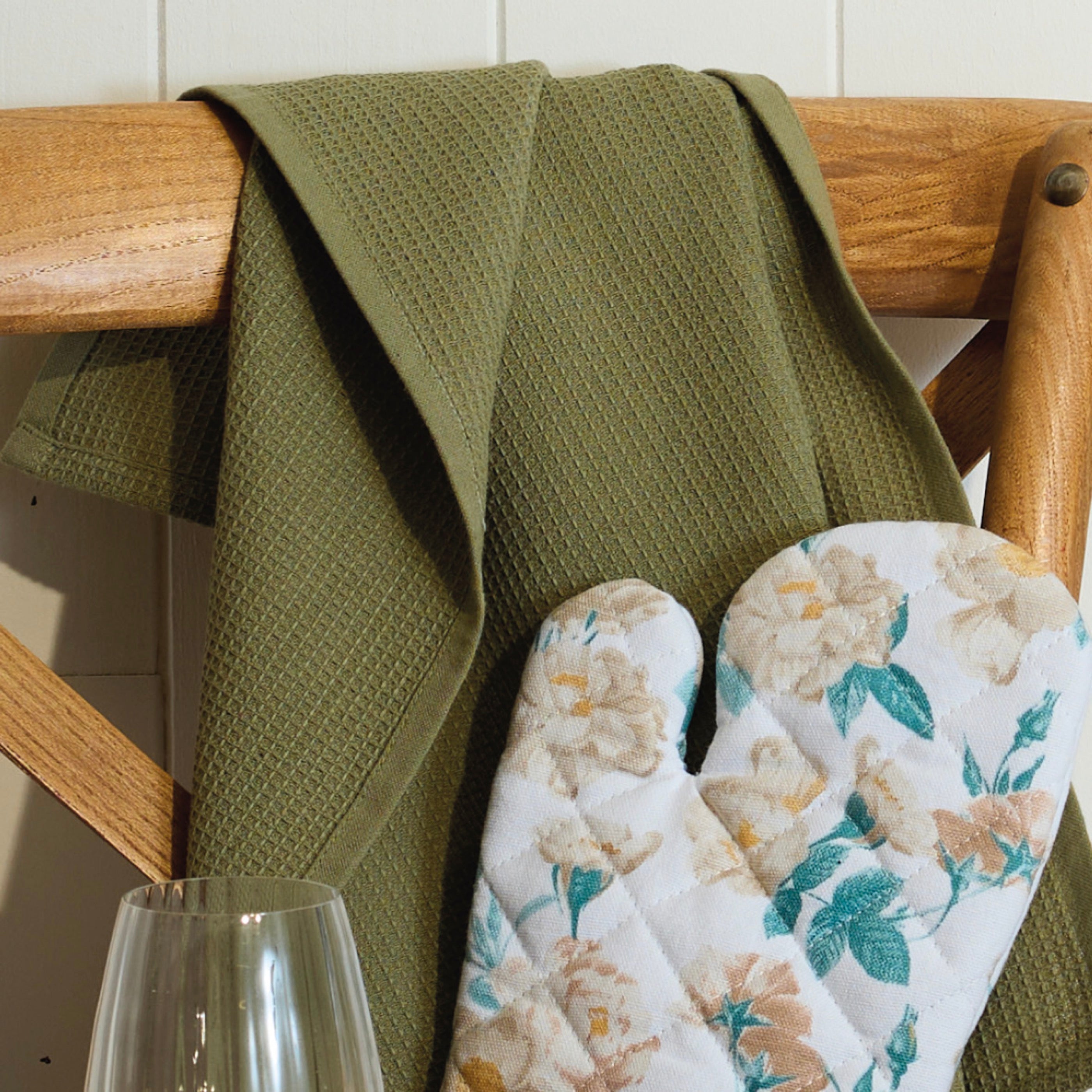 Set De 3 Paños De Cocina - Liso - Verde Claro