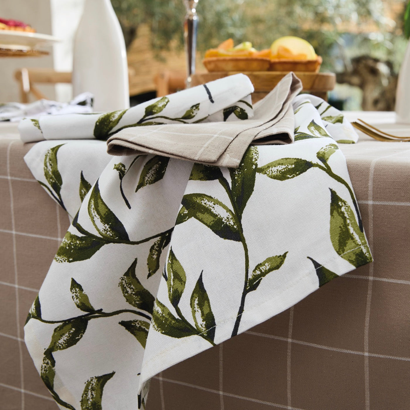 Set of 3 Kitchen Towels - Natur'Elle - White