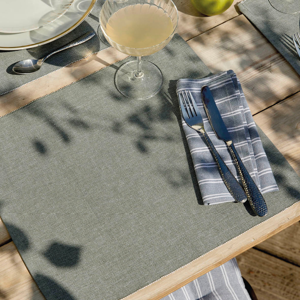 Set of 4 Placemats - Chambray - Dark Green