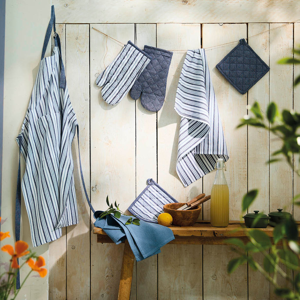 Sauter - Tablier, Gant De Cuisine Et Manique - Nina - 100% Coton - Bleu