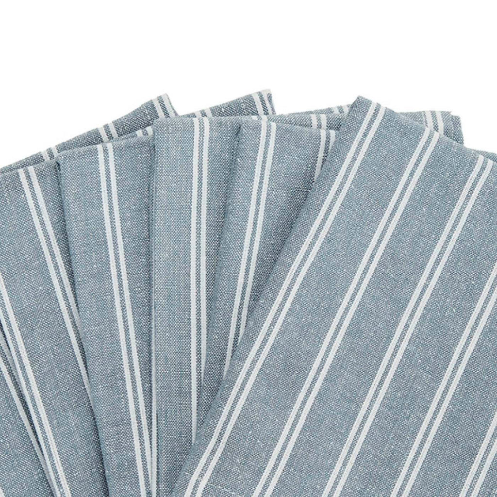 Serviette Coton - Rayé Bleu