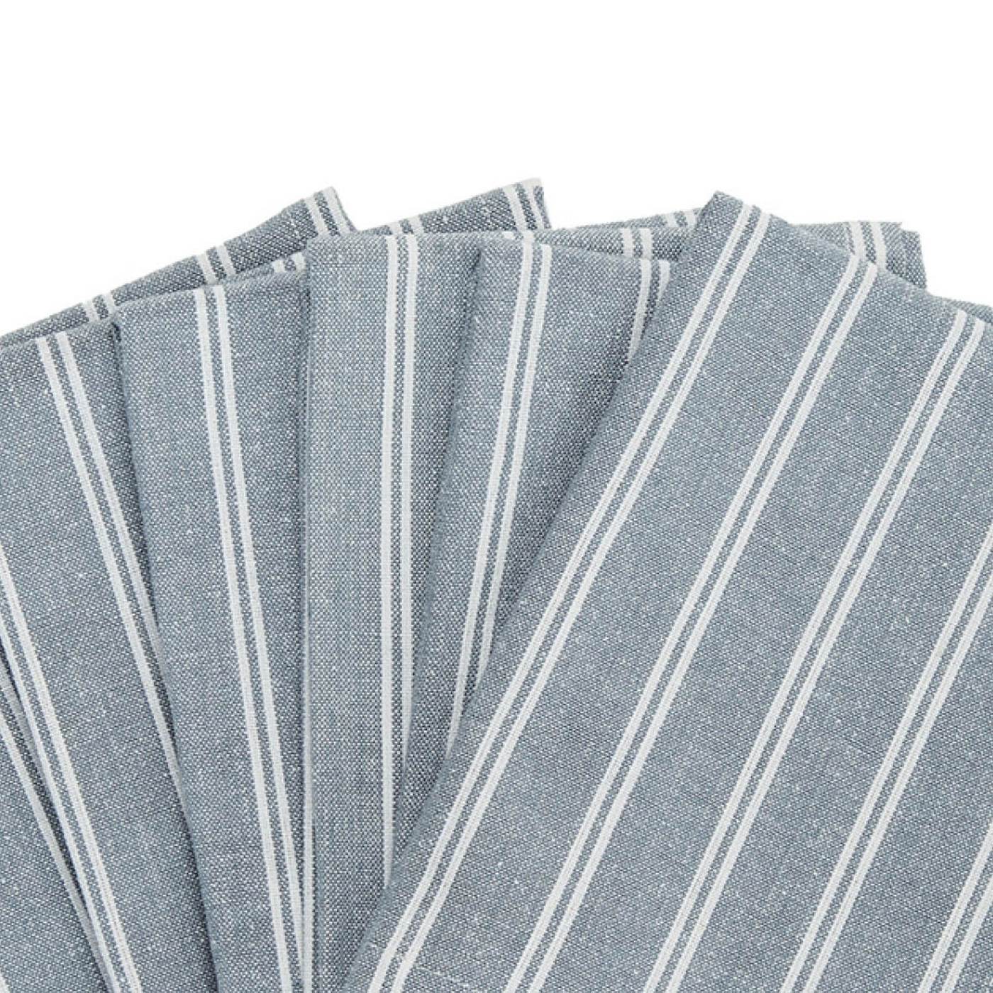 Serviette Coton - Rayé Bleu
