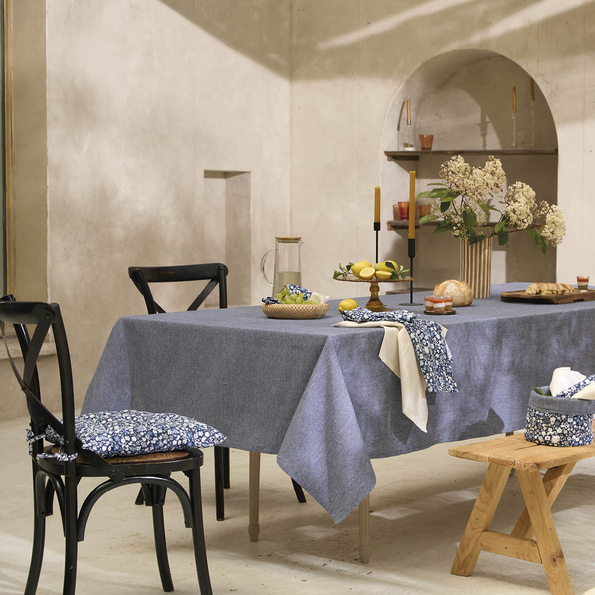 Sauter - Nappe - Chambray Blue - 100% Coton - Bleu Foncé
