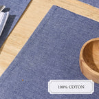 Juego De 4 Manteles Individuales - Chambray - Azul Oscuro