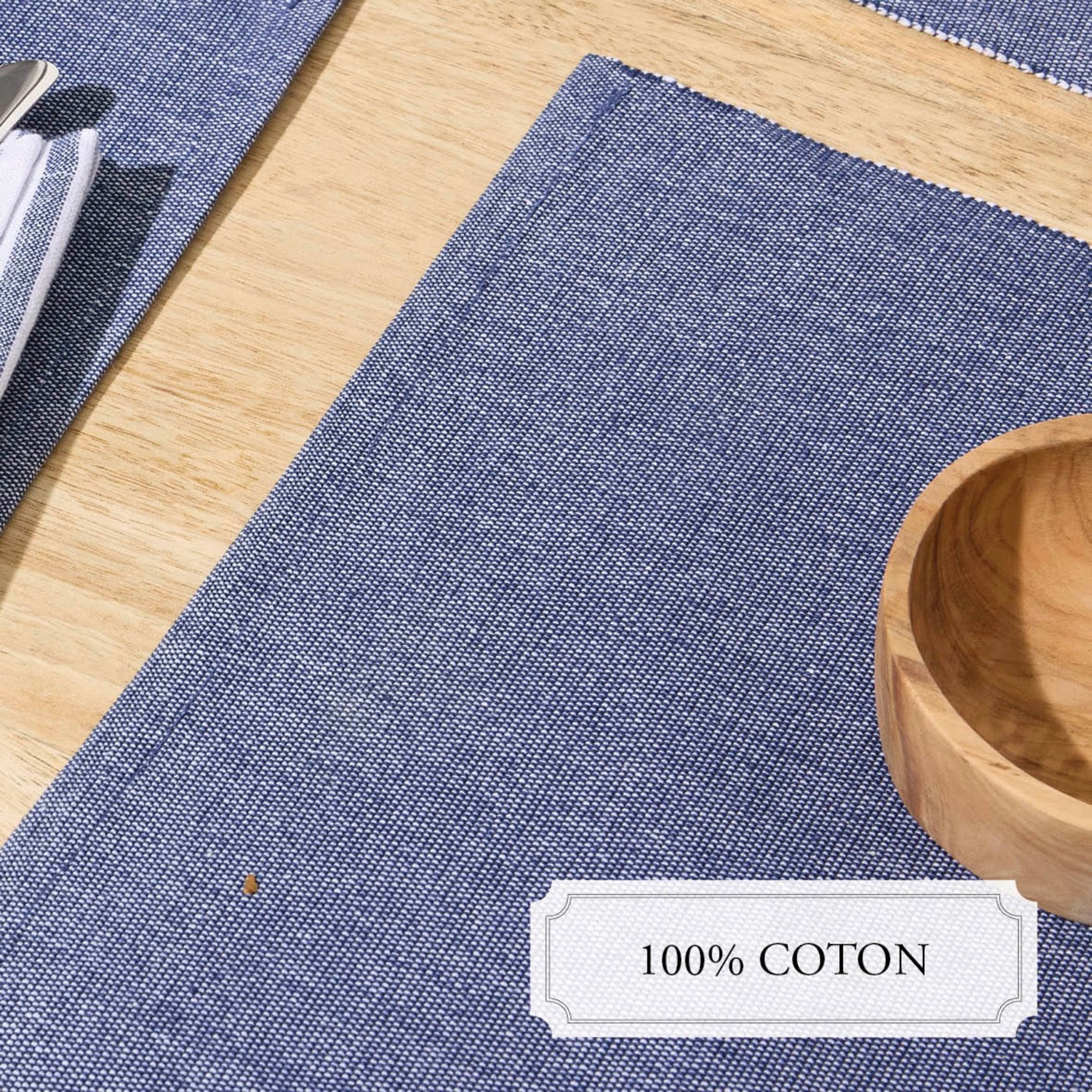 Juego De 4 Manteles Individuales - Chambray - Azul Oscuro
