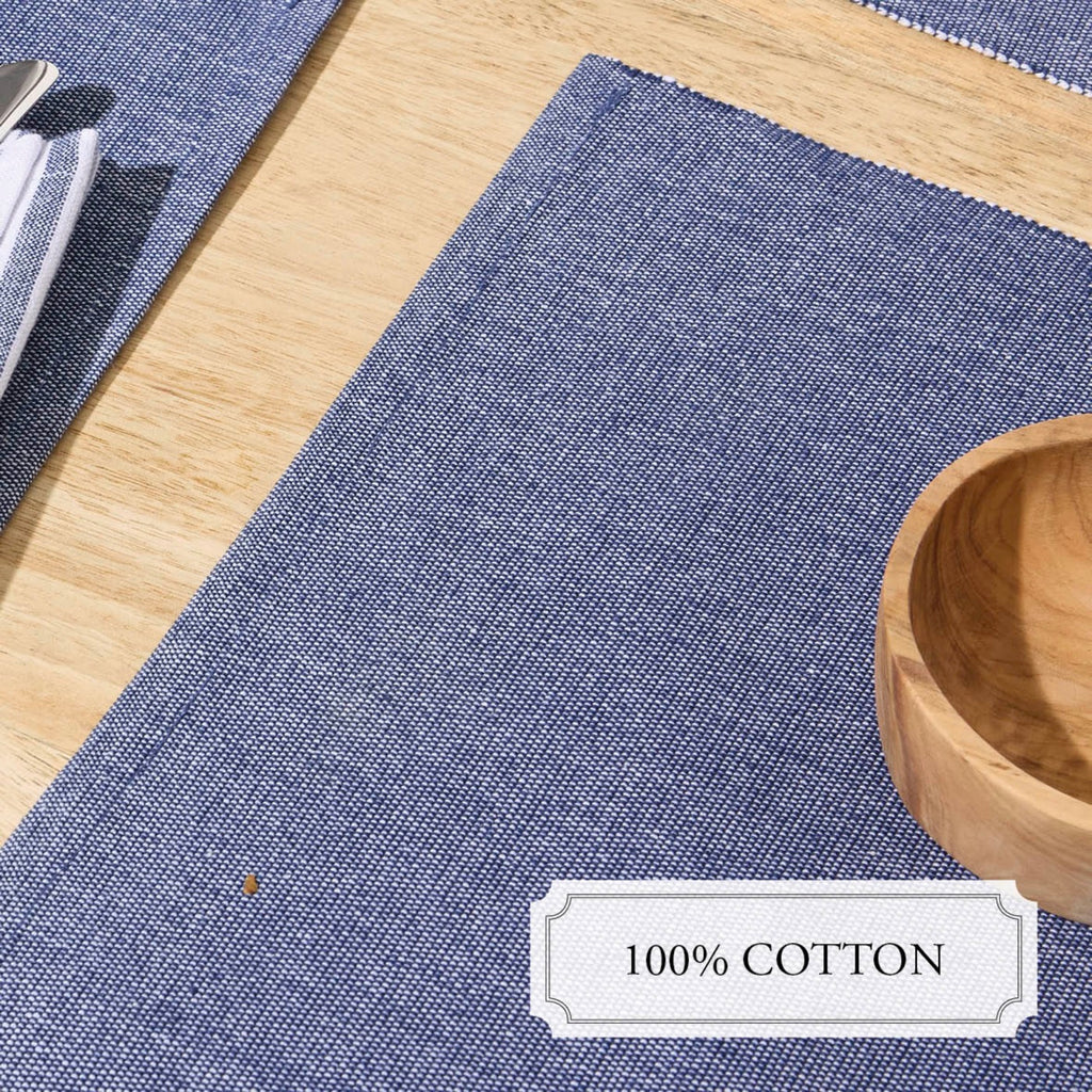 Juego De 4 Manteles Individuales - Chambray - Azul Oscuro