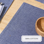Juego De 4 Manteles Individuales - Chambray - Azul Oscuro