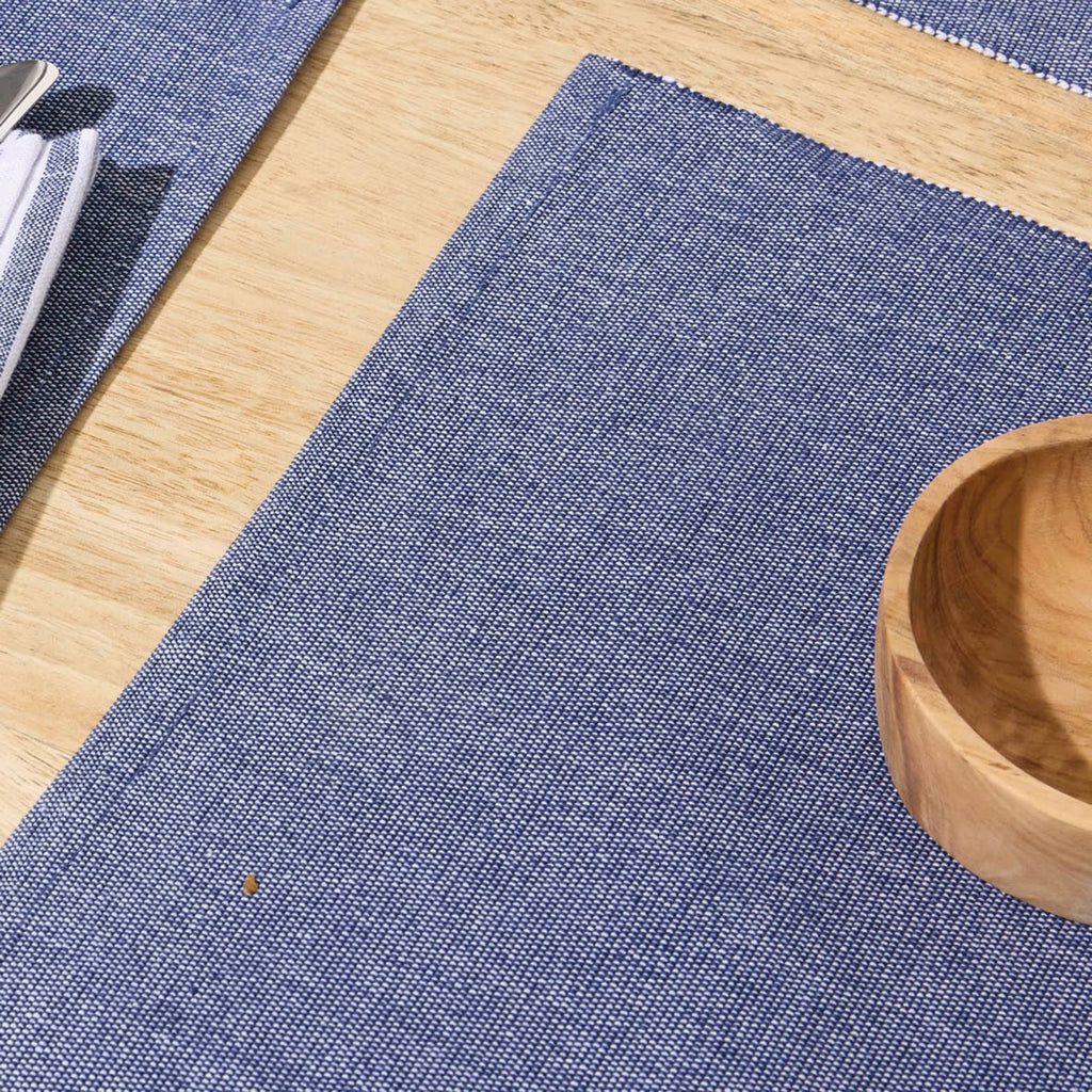 Juego De 4 Manteles Individuales - Chambray - Azul Oscuro