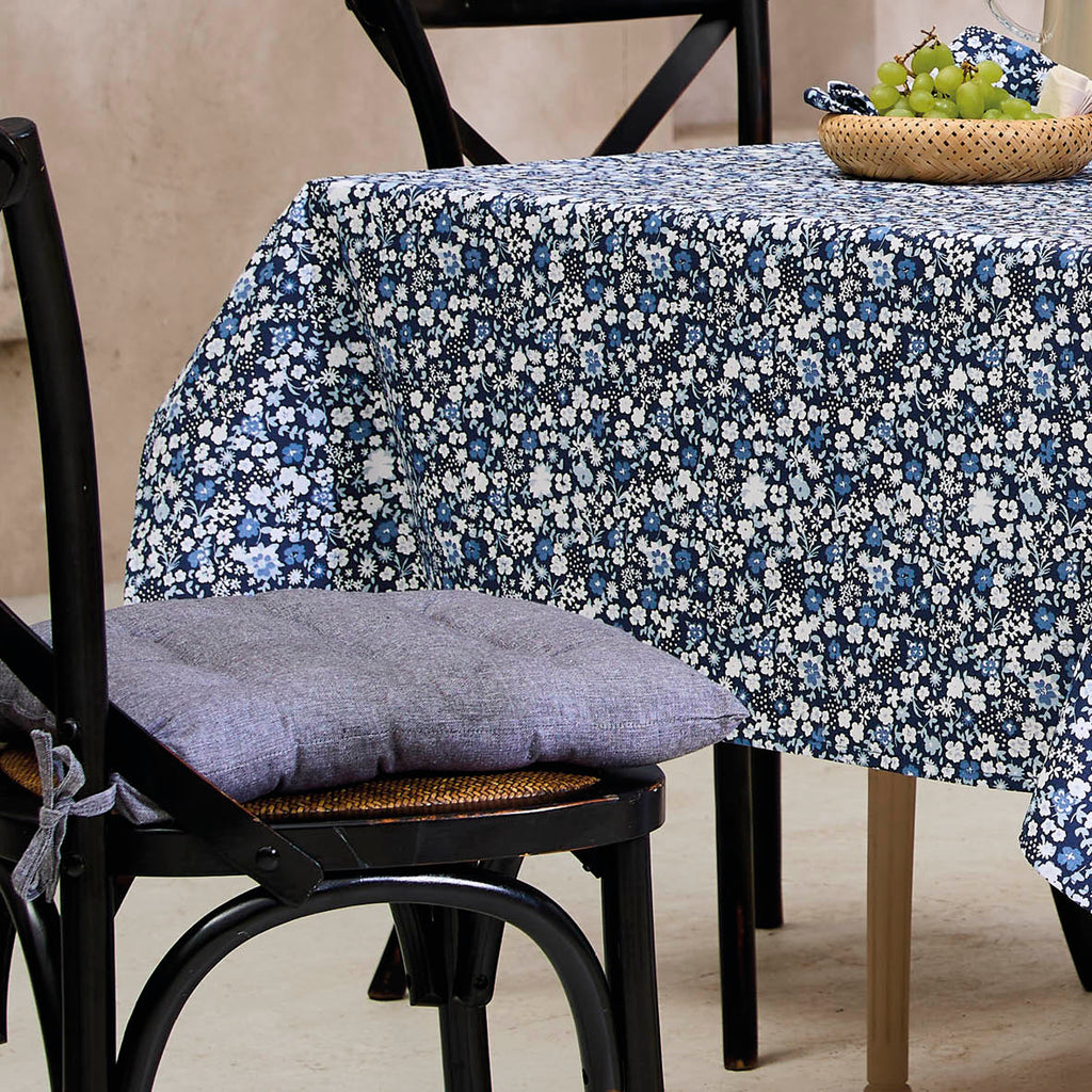 Sauter - Galette De Chaise - Chambray Blue - 100% Coton - Bleu Foncé