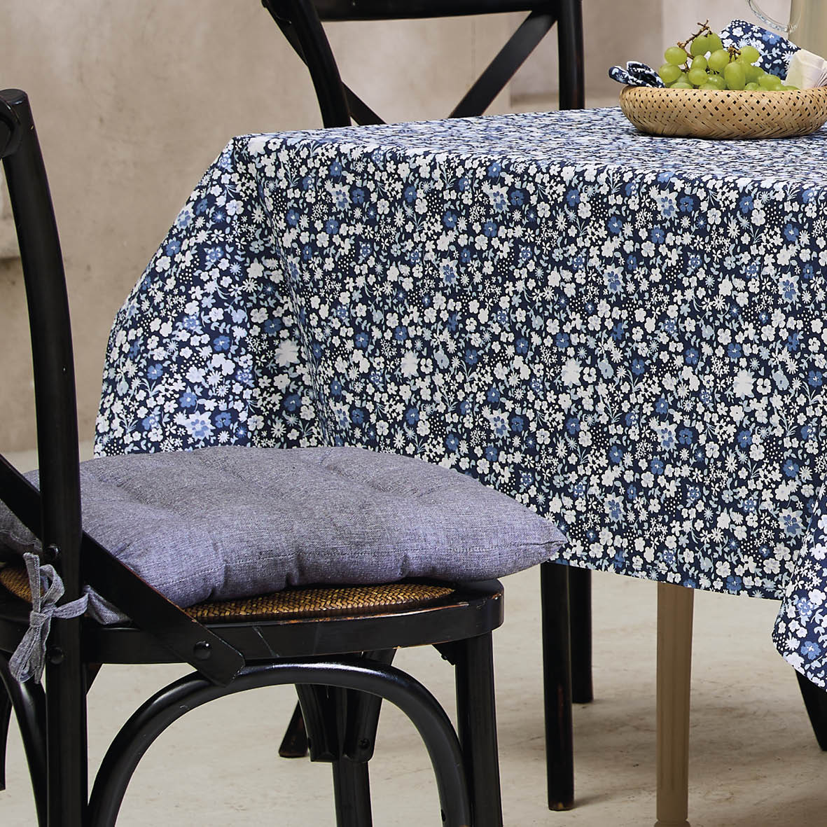 Sauter - Galette De Chaise - Chambray Blue - 100% Coton - Bleu Foncé