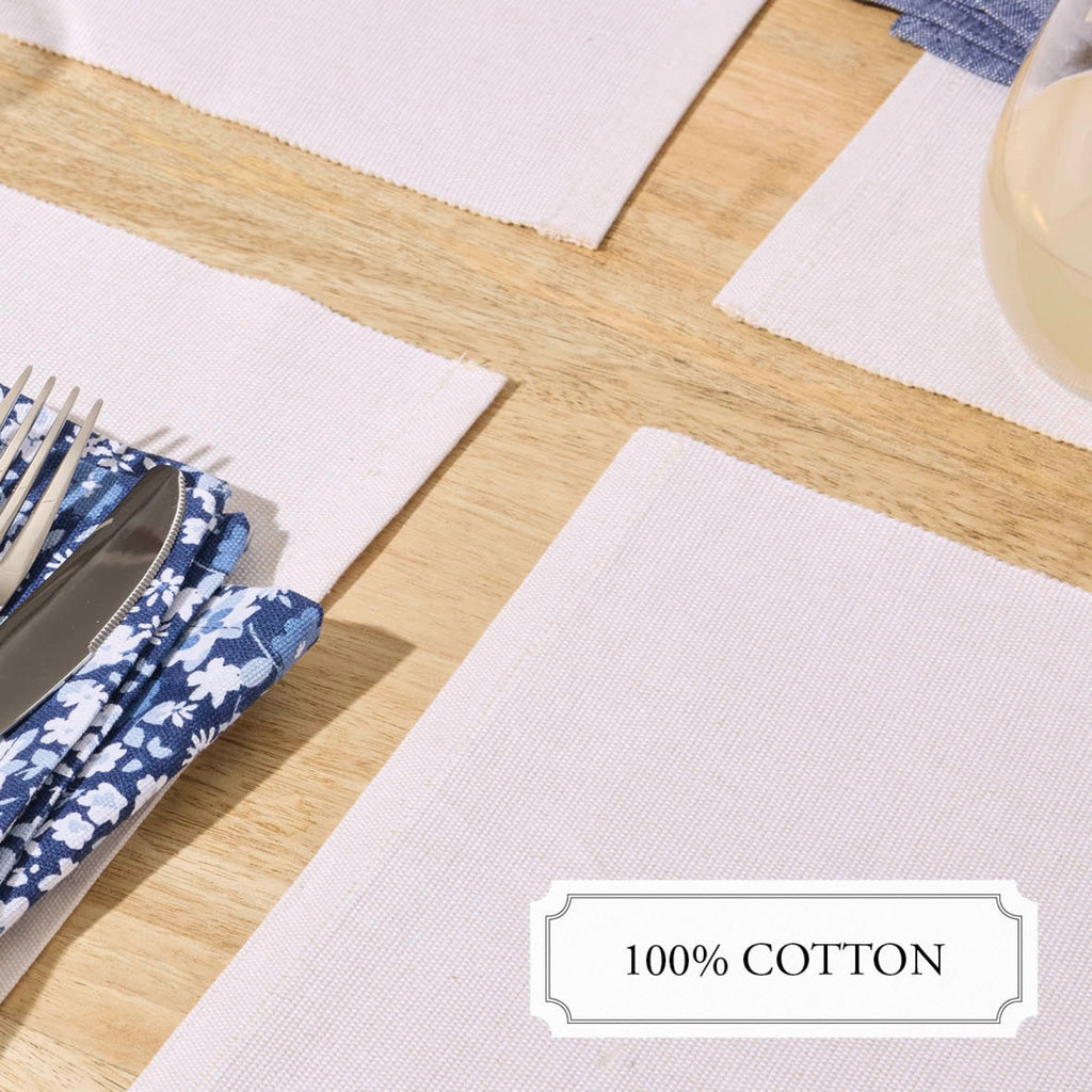Ensemble De 4 Sets De Table - Chambray - Blanc Cassé