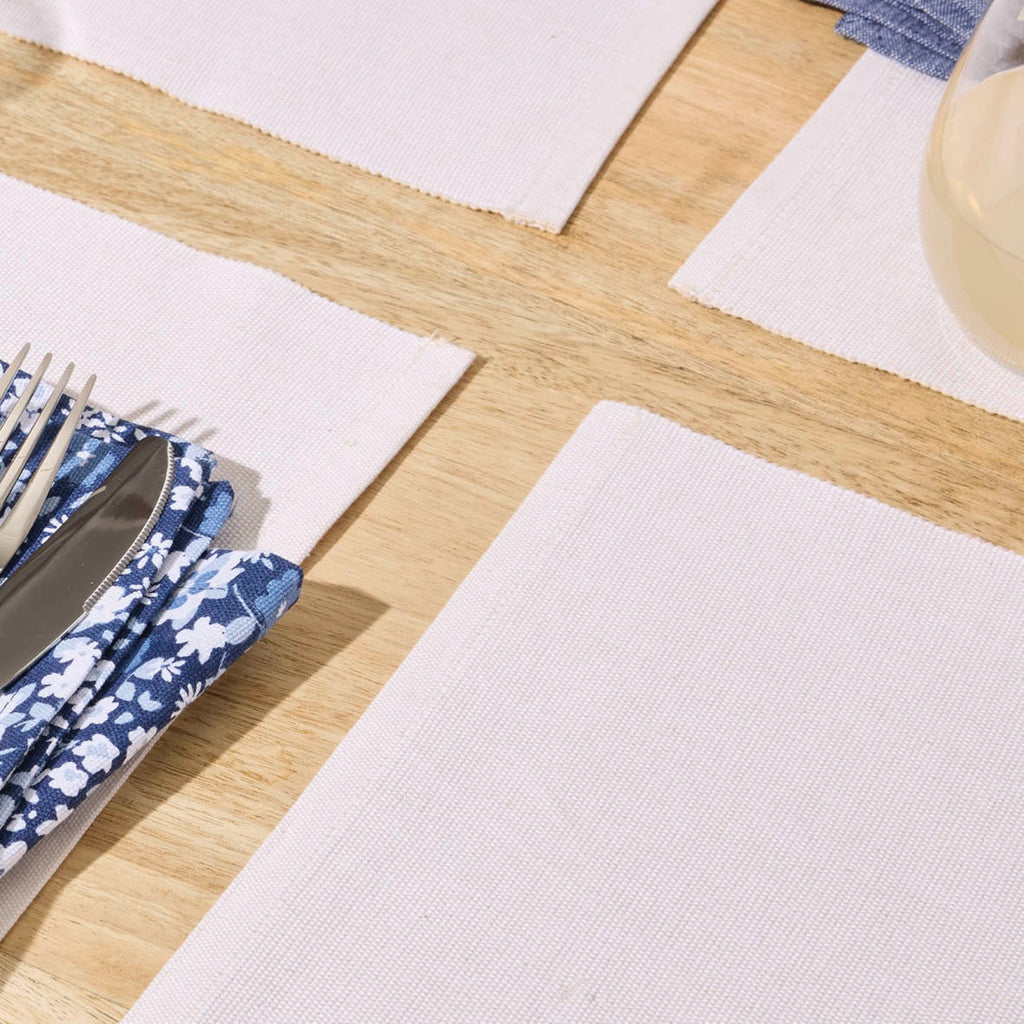 Ensemble De 4 Sets De Table - Chambray - Blanc Cassé