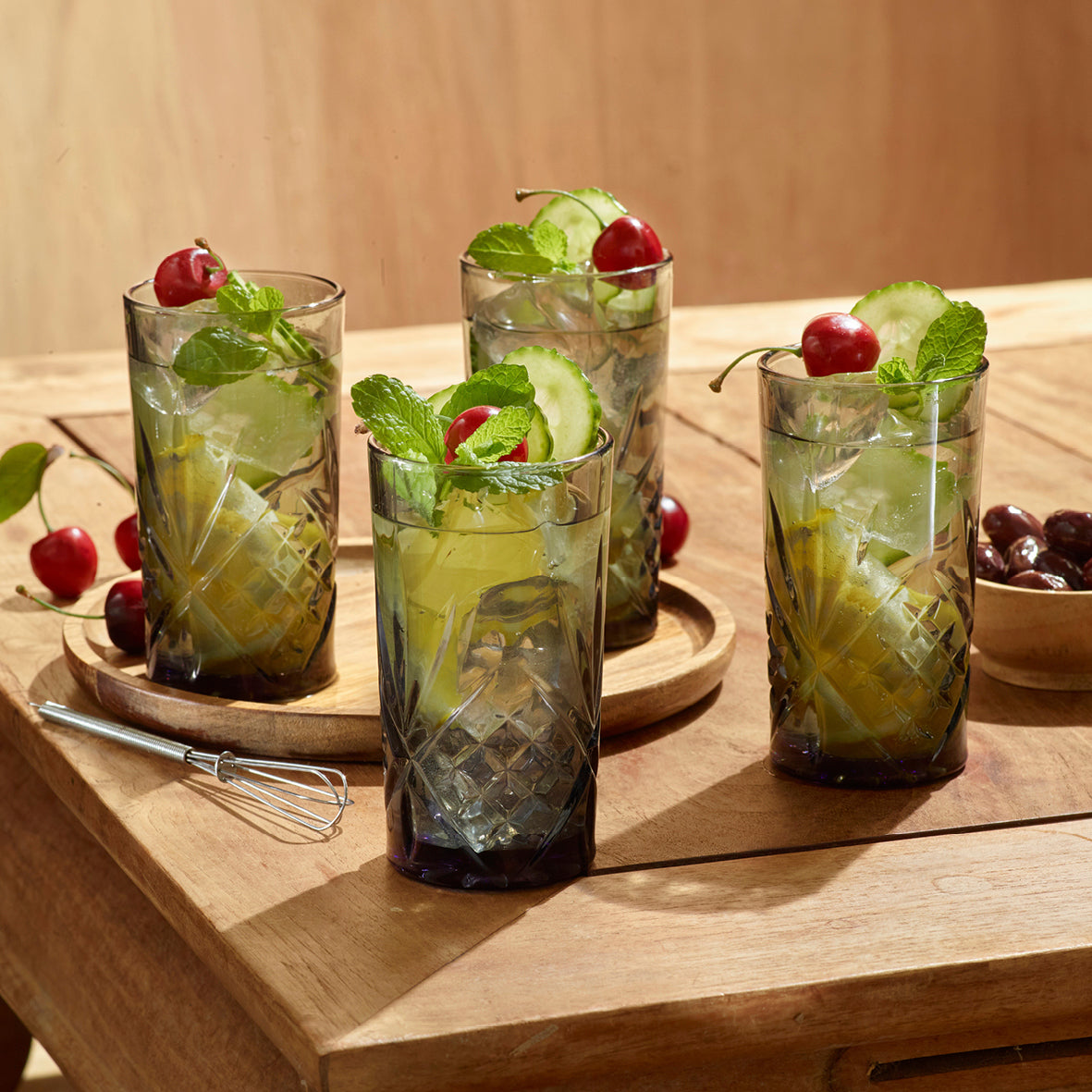 Art Culinaire - Set Med 4 Höga Dricksglas - Spirit Dia - Glas - Rökgrå