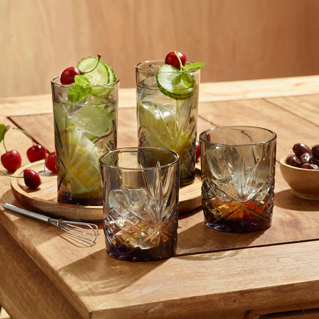 Art Culinaire - Set Med 4 Höga Dricksglas - Spirit Dia - Glas - Rökgrå