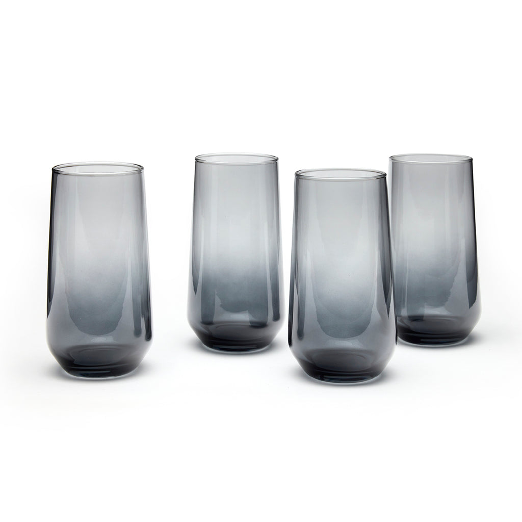 Art Culinaire - Set De 4 Gobelets Hauts - Ombre Dia - Verre - Gris Foncé