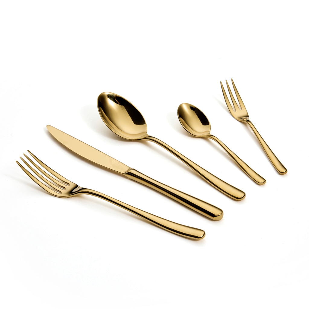 Art Culinaire - Zestaw Sztućców - Aura 30 Elementów - Stal Nierdzewna 18/10 - Złoty
