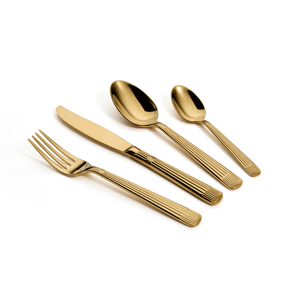 Art Culinaire - Zestaw Sztućców - Noblesse 24 Elementy - Stal Nierdzewna 18/10 - Złoty