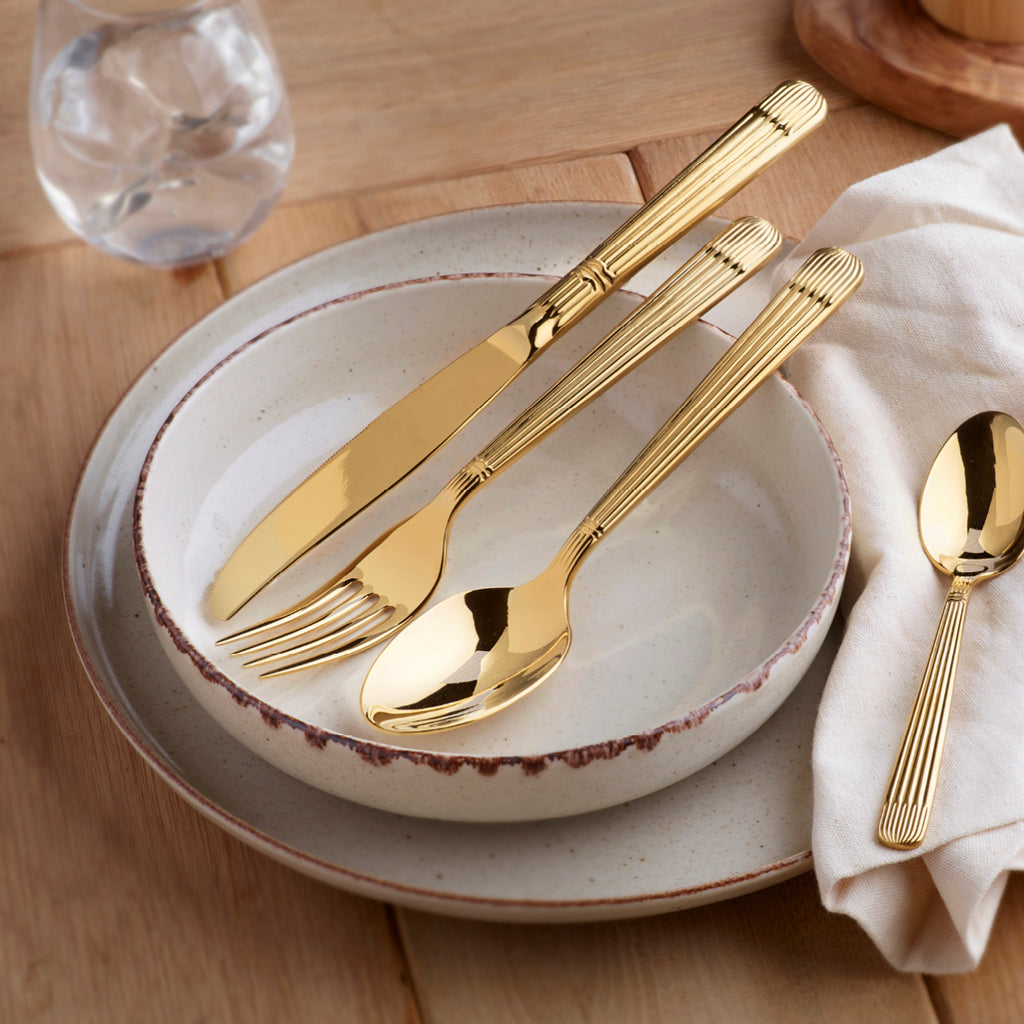 Art Culinaire - Zestaw Sztućców - Noblesse 24 Elementy - Stal Nierdzewna 18/10 - Złoty