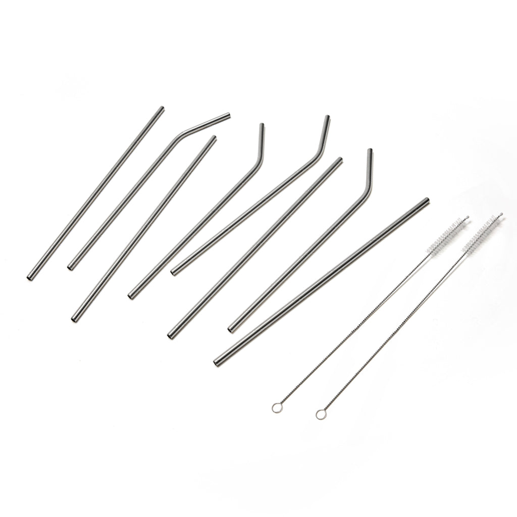 Art Culinaire - Set van 8 rietjes + rager - Solid Dia - Roestvrij staal 18/8 - Zilver