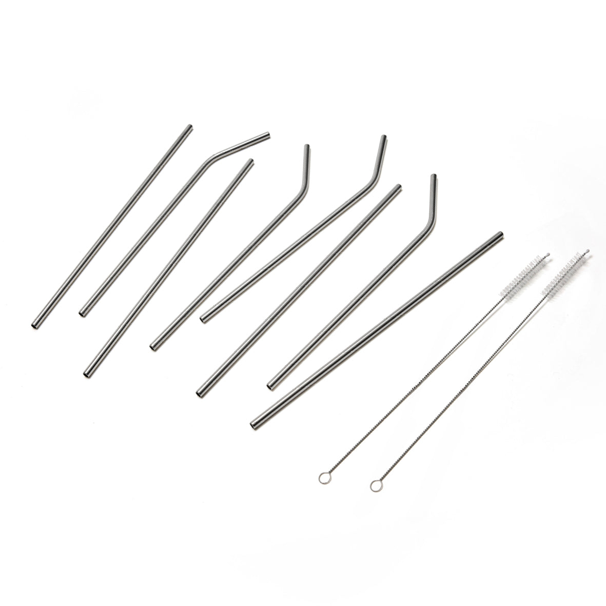 Art Culinaire - Set van 8 rietjes + rager - Solid Dia - Roestvrij staal 18/8 - Zilver