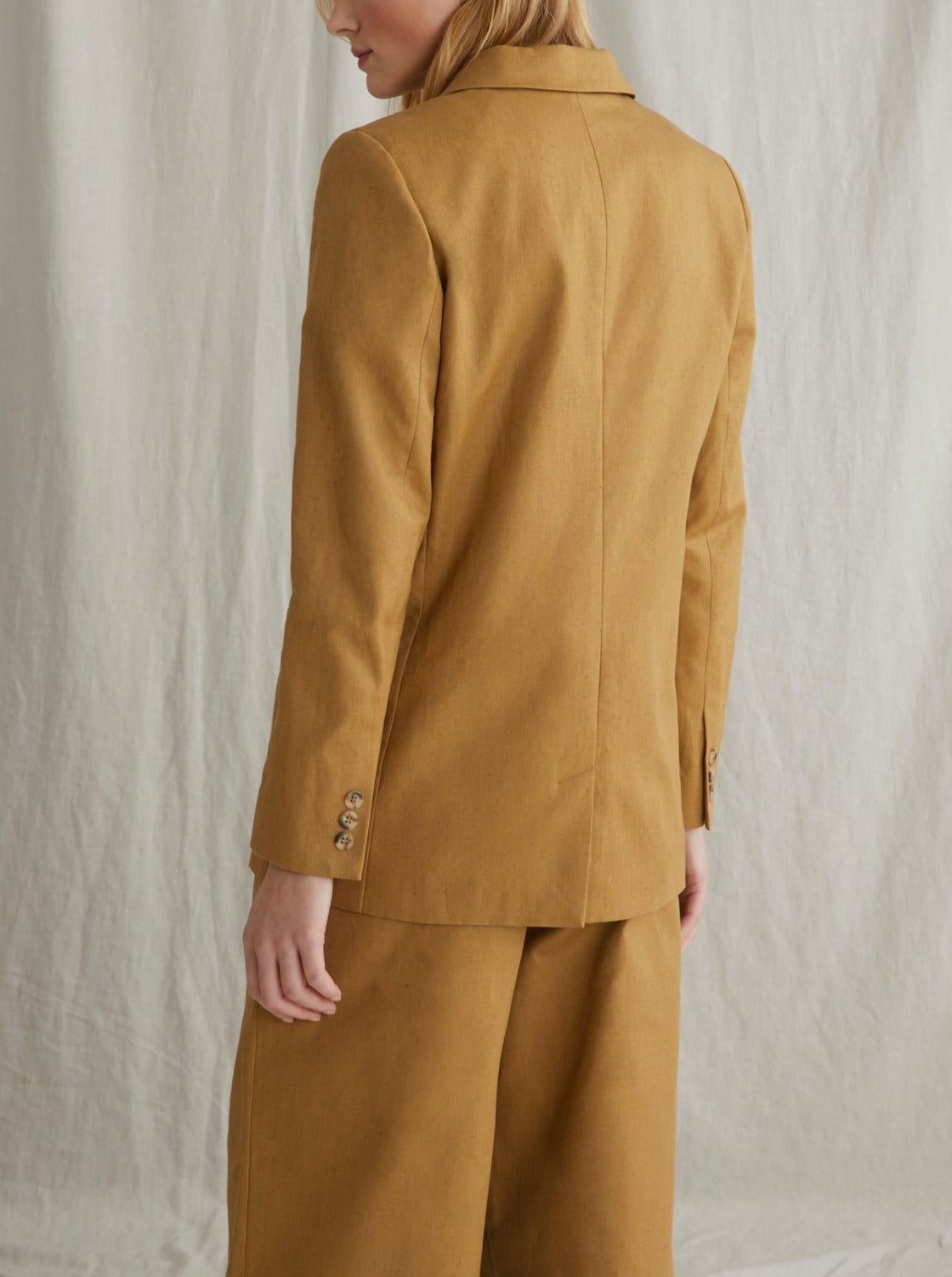 Chaqueta de lino y algodón - Liso Beige oscuro - Mujer