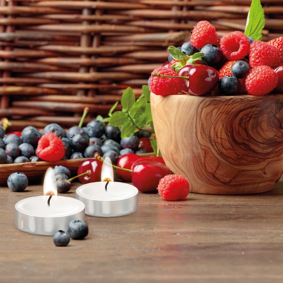 Set di 24 candele tealight - Frutti rossi -
