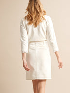 Ecru Denim Skirt - Plain Medium White - Women