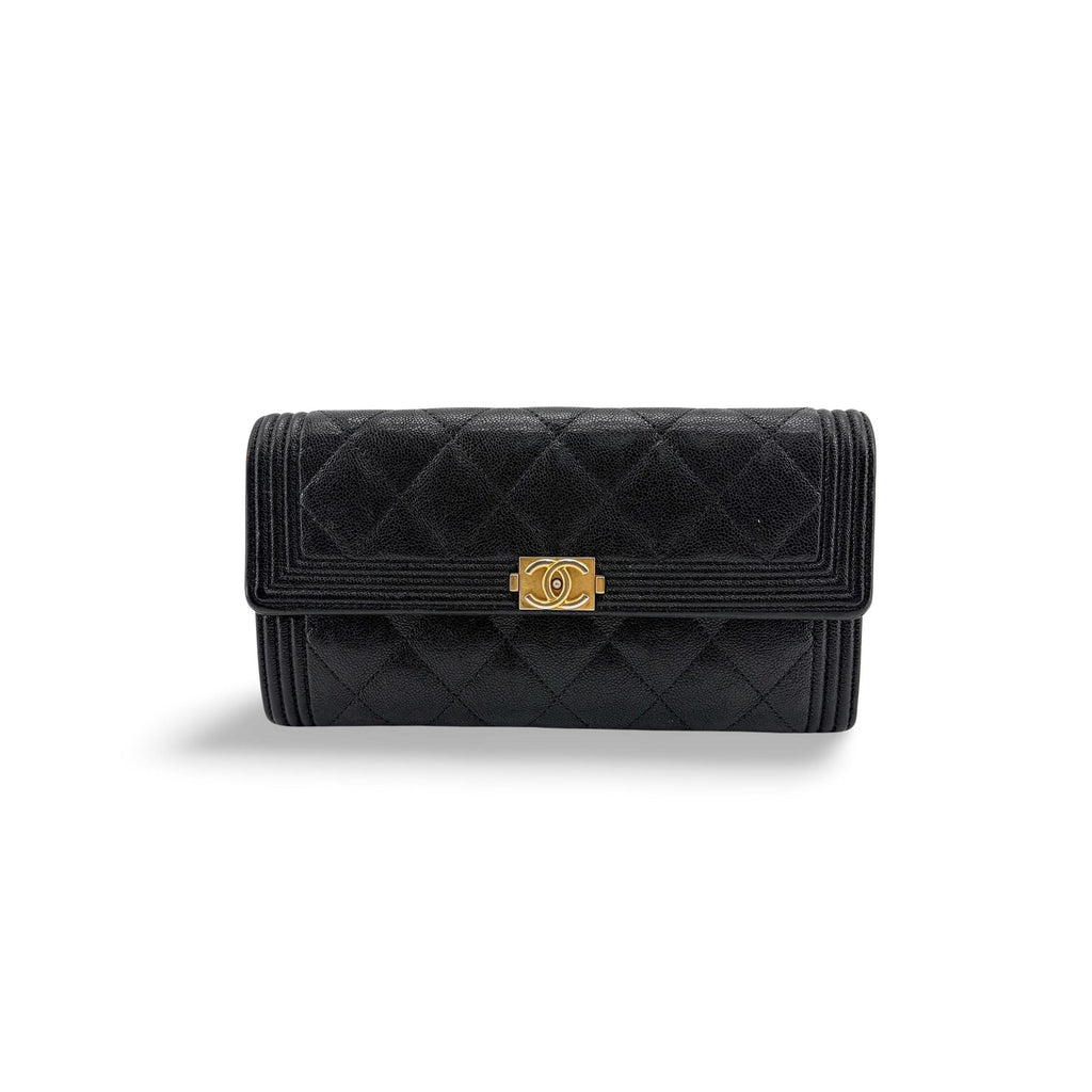 Chanel - Lång Boy Flap-plånbok i läder - Svart