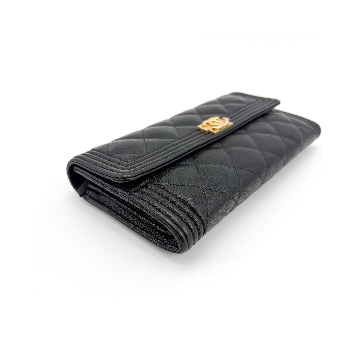 Chanel - Lång Boy Flap-plånbok i läder - Svart