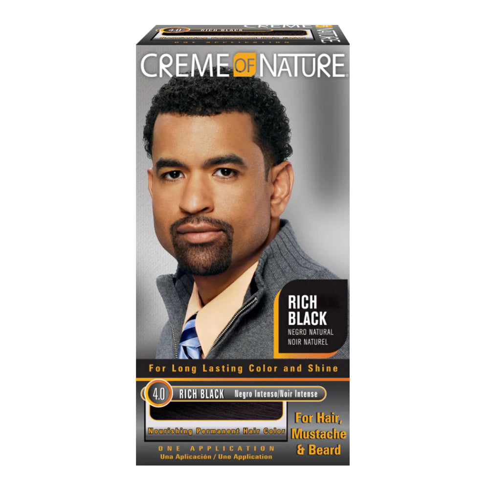 Creme of Nature Nourishing Permanent Gel Hair Dye 4.0 Rich Black for Long Lasting Color and Shine 1Ea