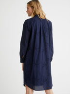 Robe Brod Angl - Bleu Fonce Uni - Femme