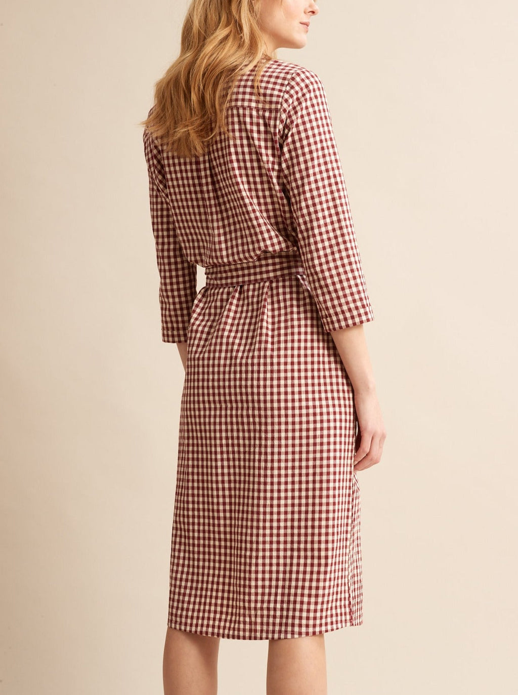 Robe Longue Vic - Rouge Moyen Carreaux - Femme