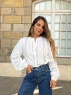 White Blouse with Colombe Embroidery