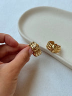 Vintage Earrings - Gold Twisted Hoops