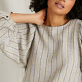 Blouse Amples R - Beige Moyen Raye - Femme