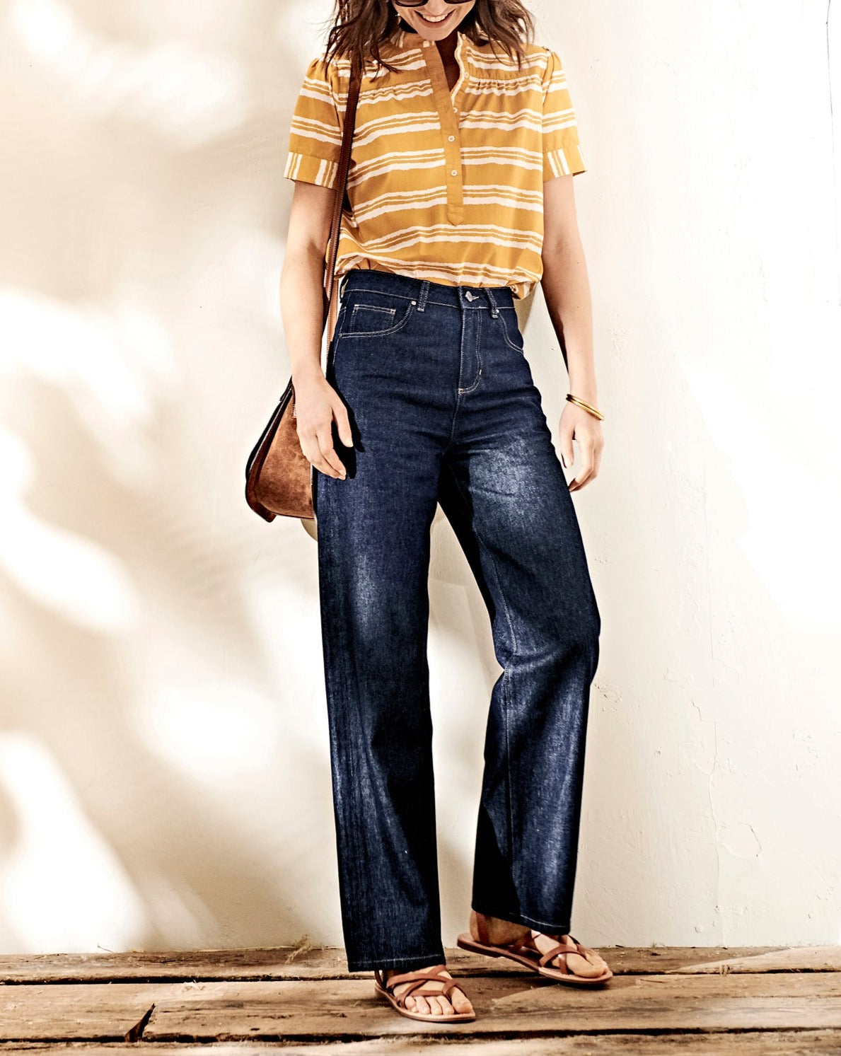 Top Raye Organi - Jaune Vif Raye - Femme