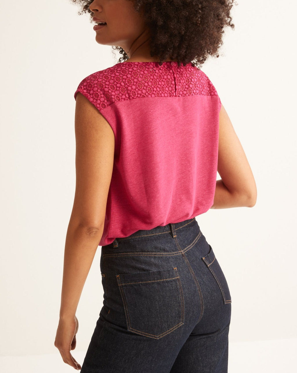 Camiseta de encaje - Blanco Gris Medio - Mujer