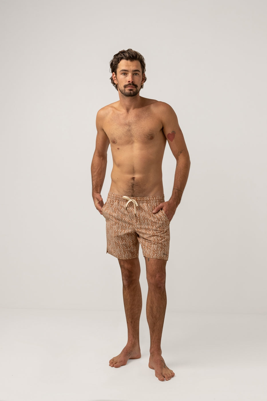 Rhythm - Floral St Swim Shorts - Butterscotch - Men