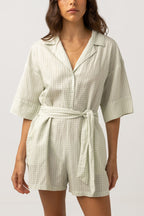 Rhythm - Combinaison Maisy Check Vacay Romper - Sage - Femme