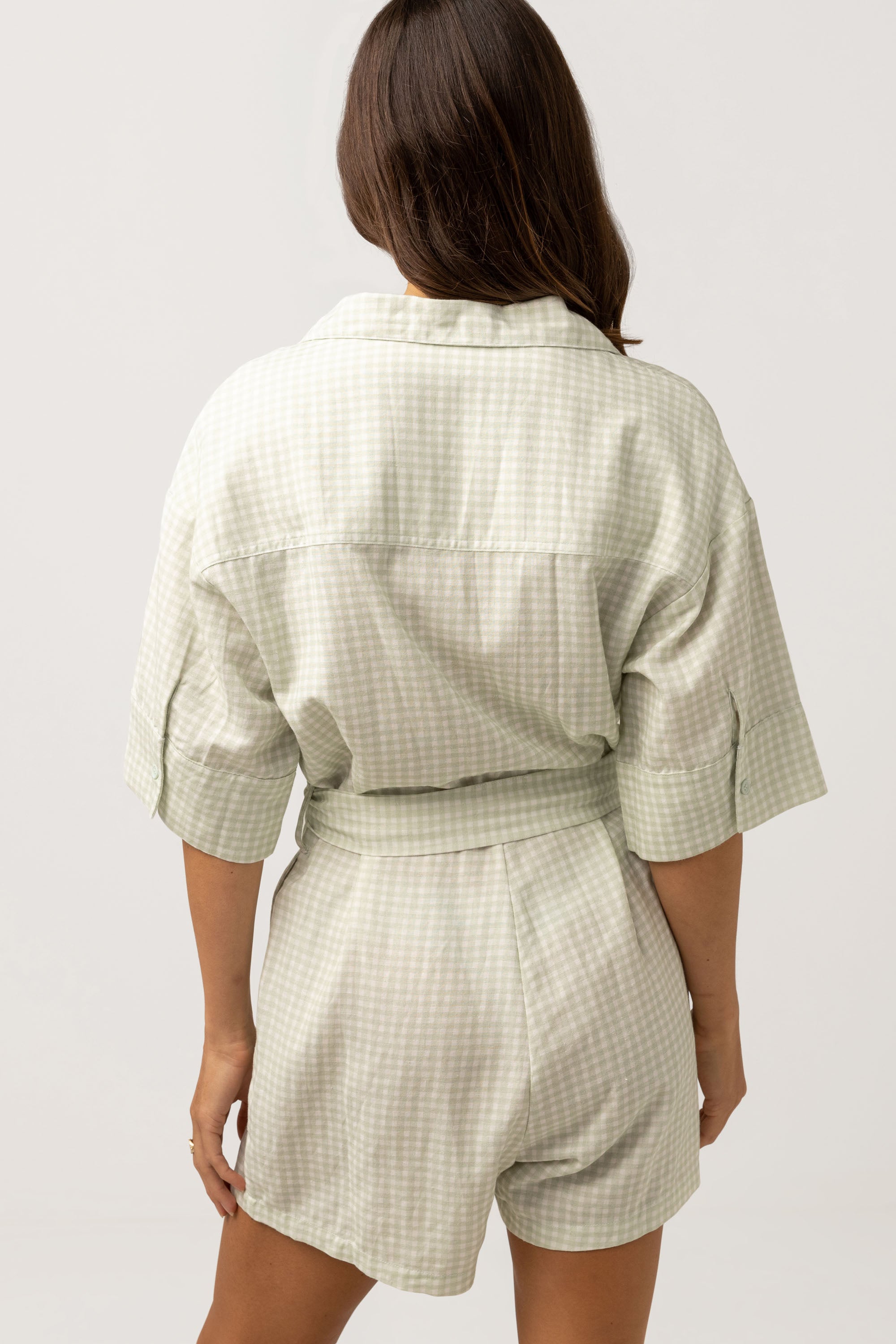 Rhythm - Combinaison Maisy Check Vacay Romper - Sage - Femme