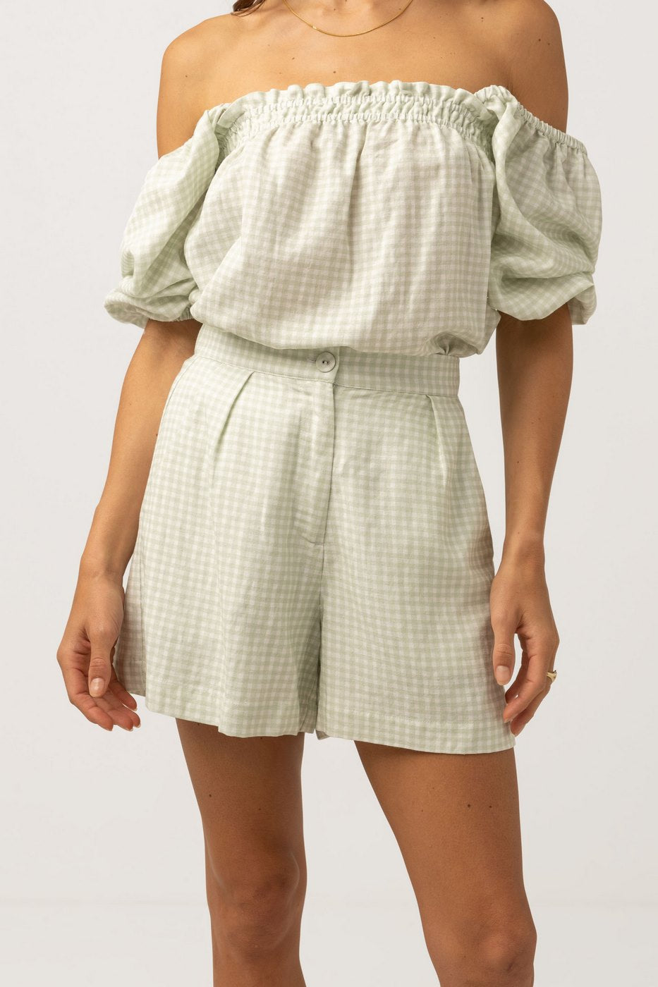 Rhythm - Short Maisy Check - Sage - Femme