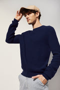 Pull En Maille Graphique - Marine - Homme