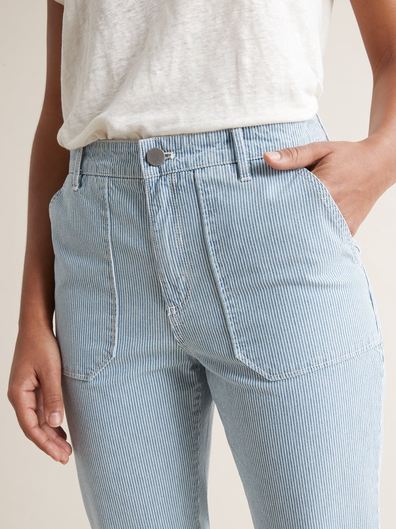 Striped Cargo Pants - Medium Blue Striped - Women